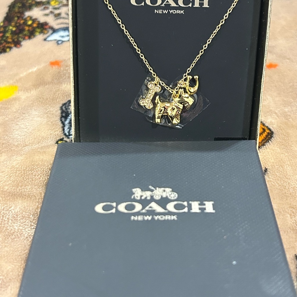 Coach Scottie Dog C Charm Necklace NWT Scottish Terrier